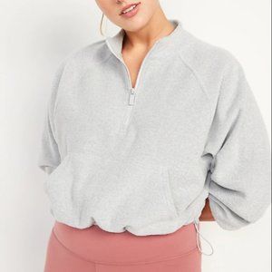 Old Navy Long-Sleeve Half-Zip Oversized Textured Sweatshirt for Women